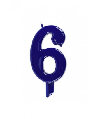 Vela de cumpleaños número 6 gigante Azul