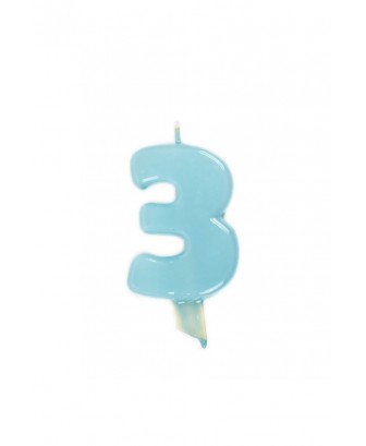 Vela de cumpleaños globs número 3 Azul Bebé