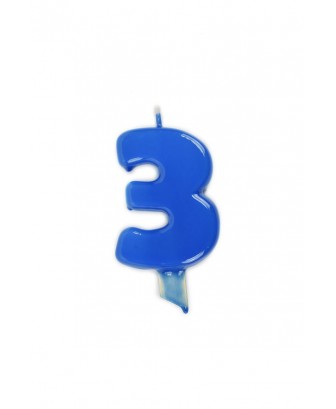 Vela de cumpleaños globs número 3 Azul Cian