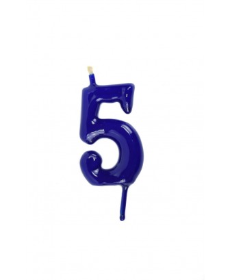 Vela de cumpleaños número 5 color Azul Marino