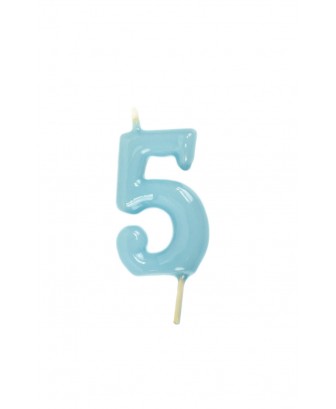 Vela de cumpleaños número 5 color Azul Bebé