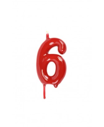 Vela de cumpleaños número 6 color Rojo