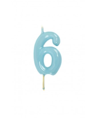 Vela de cumpleaños número 6 color Azul Bebé