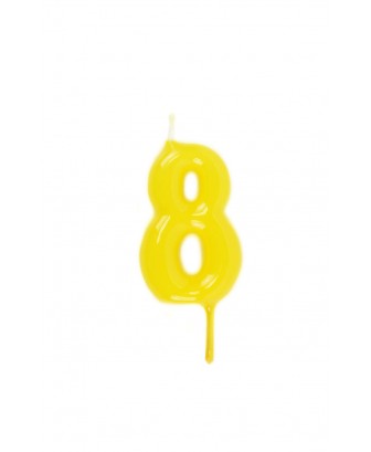 Vela de cumpleaños número 8 color Amarillo