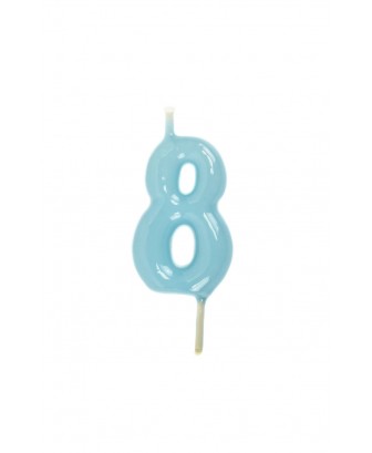 Vela de cumpleaños número 8 color Azul Bebé