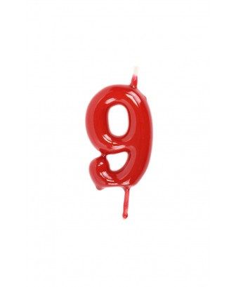 Vela de cumpleaños número 9 color Rojo