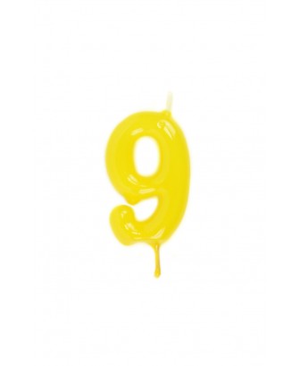 Vela de cumpleaños número 9 color Amarillo