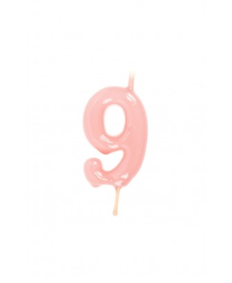 Vela de cumpleaños número 9 color Rosa Bebé