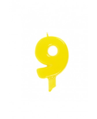 Vela de cumpleaños globs número 9 Amarilla