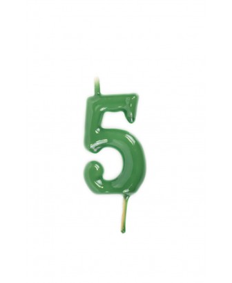 Vela de cumpleaños número 5 color Verde