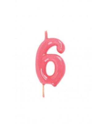 Vela de cumpleaños número 6 color Rosa