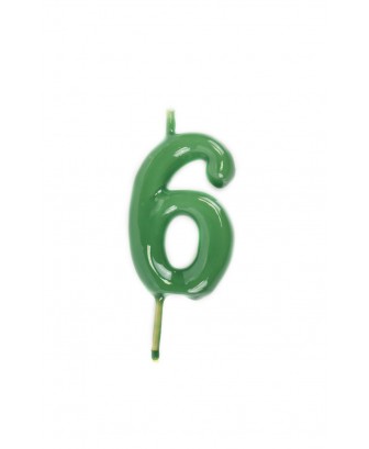 Vela de cumpleaños número 6 color Verde