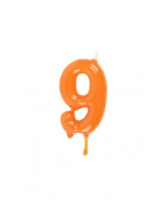 Vela de cumpleaños número 9 color Naranja
